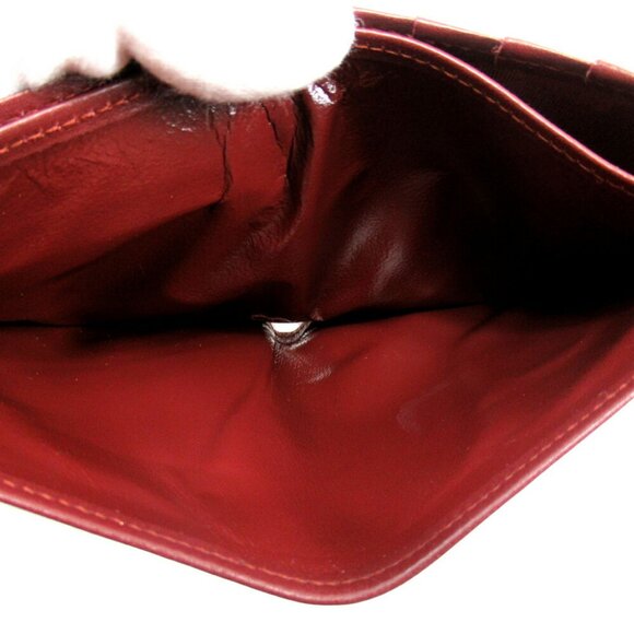Cartier Two Folded Purse Masteline Bordeaux Enamel Leather Authentic USED T10436 - Picture 6 of 8